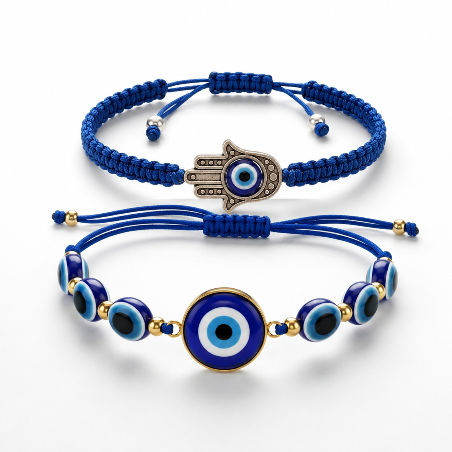Hamsa Hand Evil Eye Blue Thread Bracelet Combo - Atozee Store Nazar Kavach Protection Bracelet