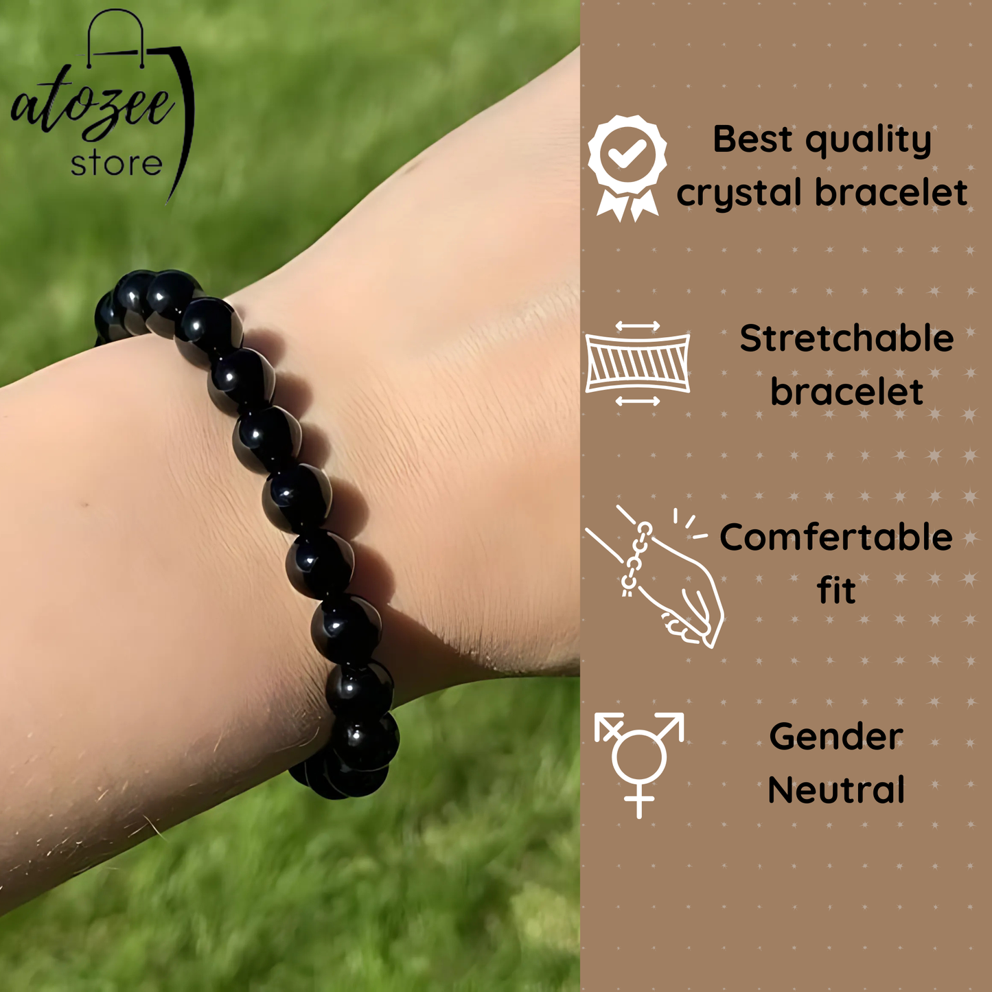 Natural Black Tourmaline Bracelet for Men & Women-Healing Crystal Bracelate