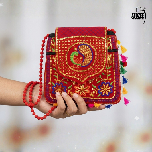 Redhandicrafts Cotton Embroidered Multicolour Rajasthani Womens Sling Bag