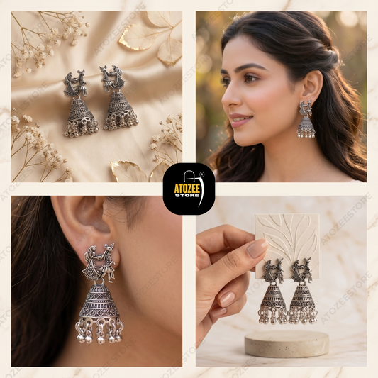 Oxidised Earrings Combo Pack of 6 – Jhumka, Bird & Stone Drop Set