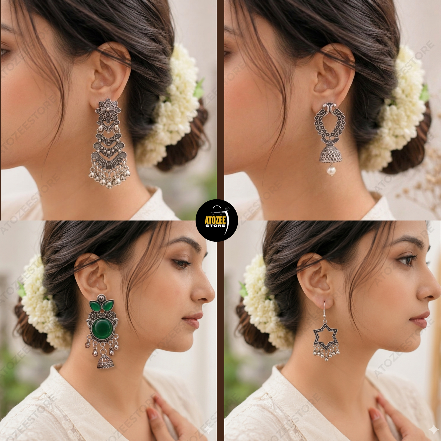 12 Looks One Collection | Korean & Oxidised Fusion Earrings Set | Jhumka, Butterfly, Star & More