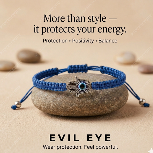 Large Hamsa Hand Evil Eye Blue Cord Bracelet (Pack of 2)