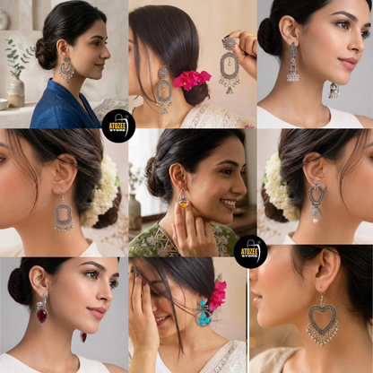 Oxidised Earrings Combo Pack of 9 – Ethnic Jewelry Set