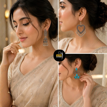 Oxidised Earrings Combo Pack of 9 – Ethnic Jewelry Set