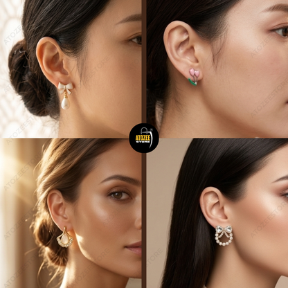 12 Pairs Korean & Oxidised Fusion Earrings Set | Jhumka, Chandbali, Bow & More