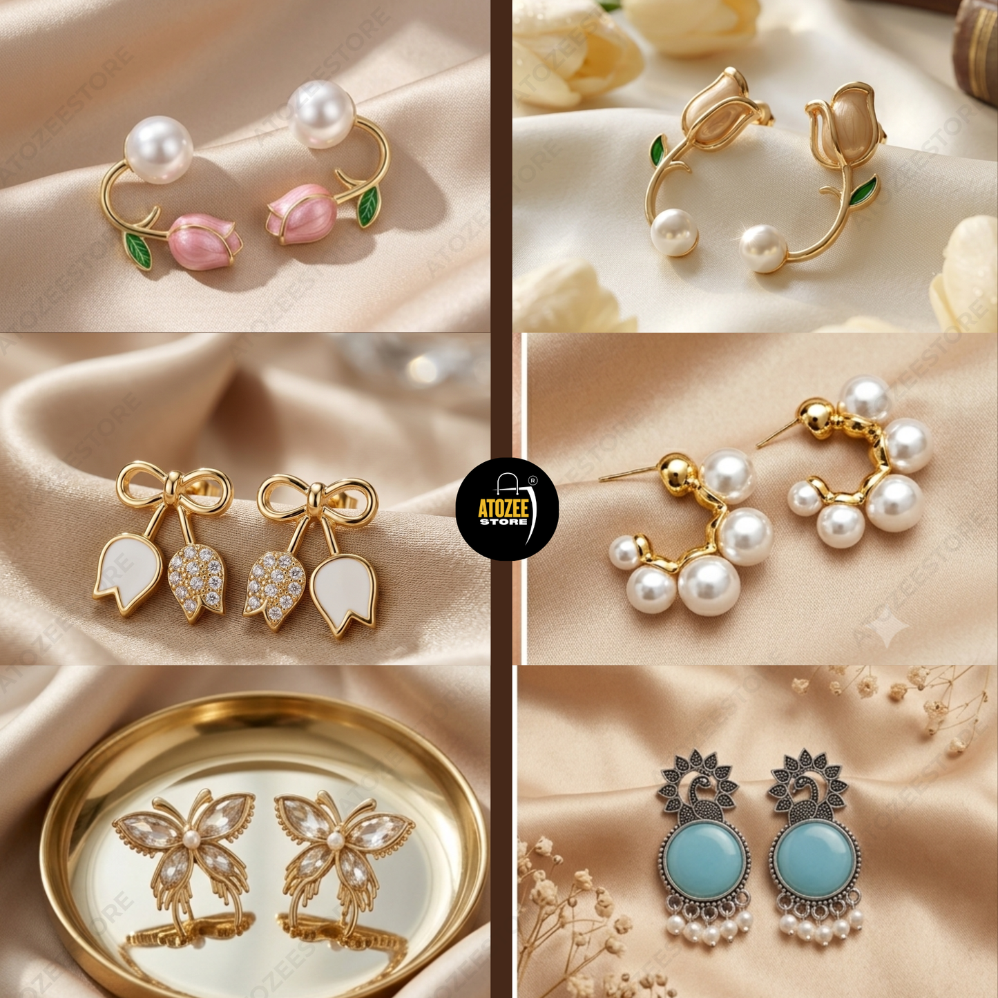 12 Pairs Korean × Oxidised Mix Earrings Collection | 12 Styles 12 Moods