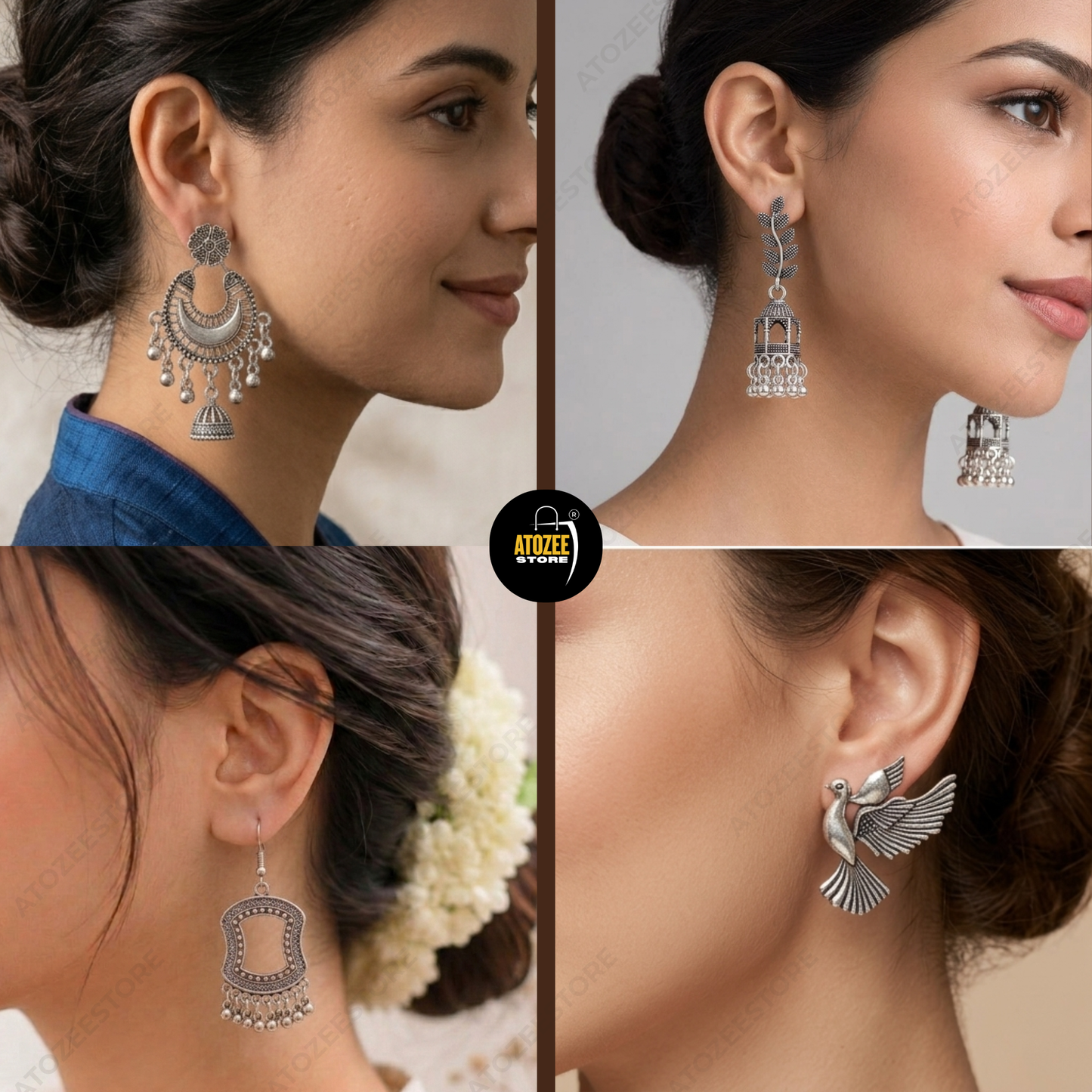 12 Pairs Korean × Oxidised Mix Earrings Collection | 12 Styles 12 Moods