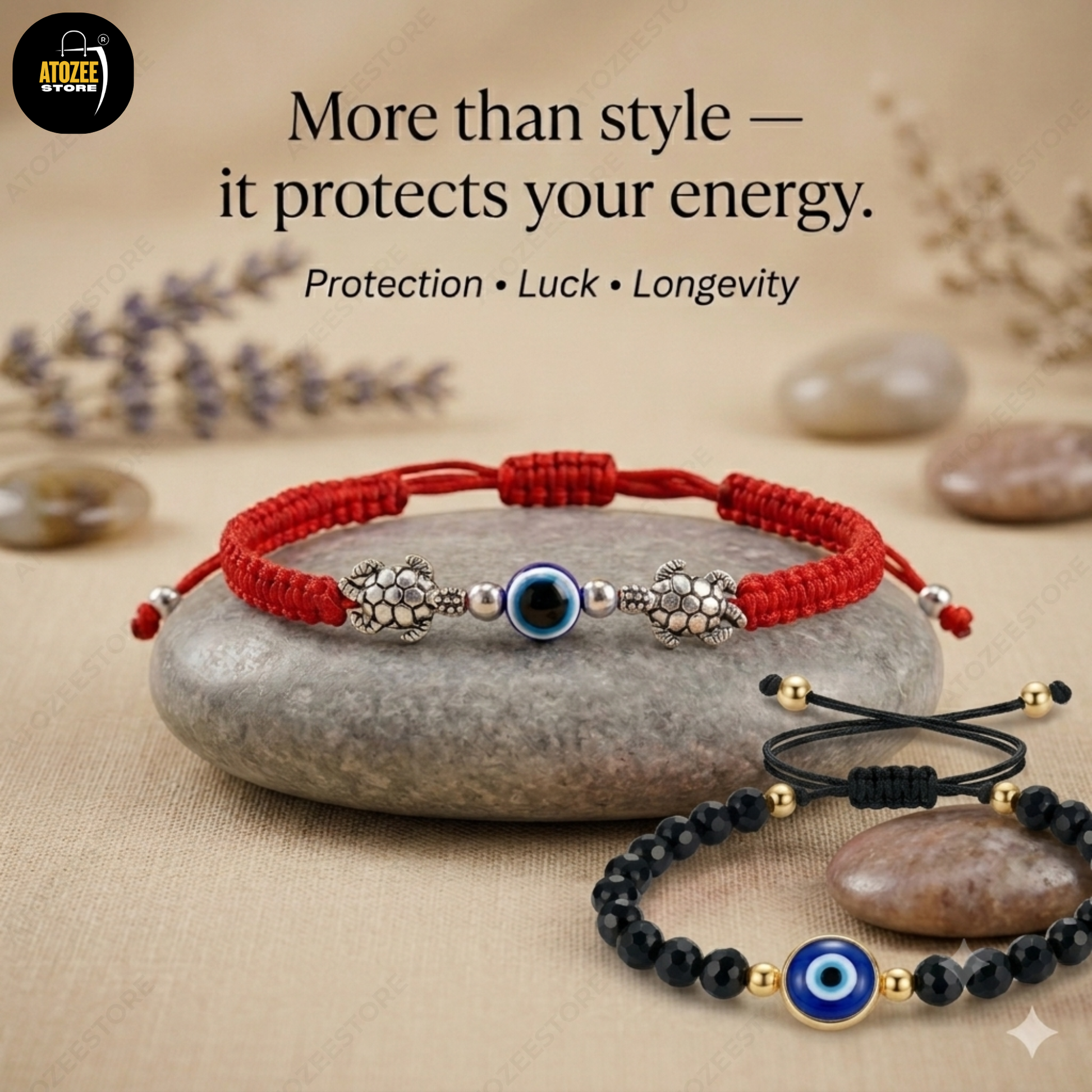 More Than Style It Protects Your Energy - Evil Eye Turtle Bracelet Combo - Protection Luck Longevity