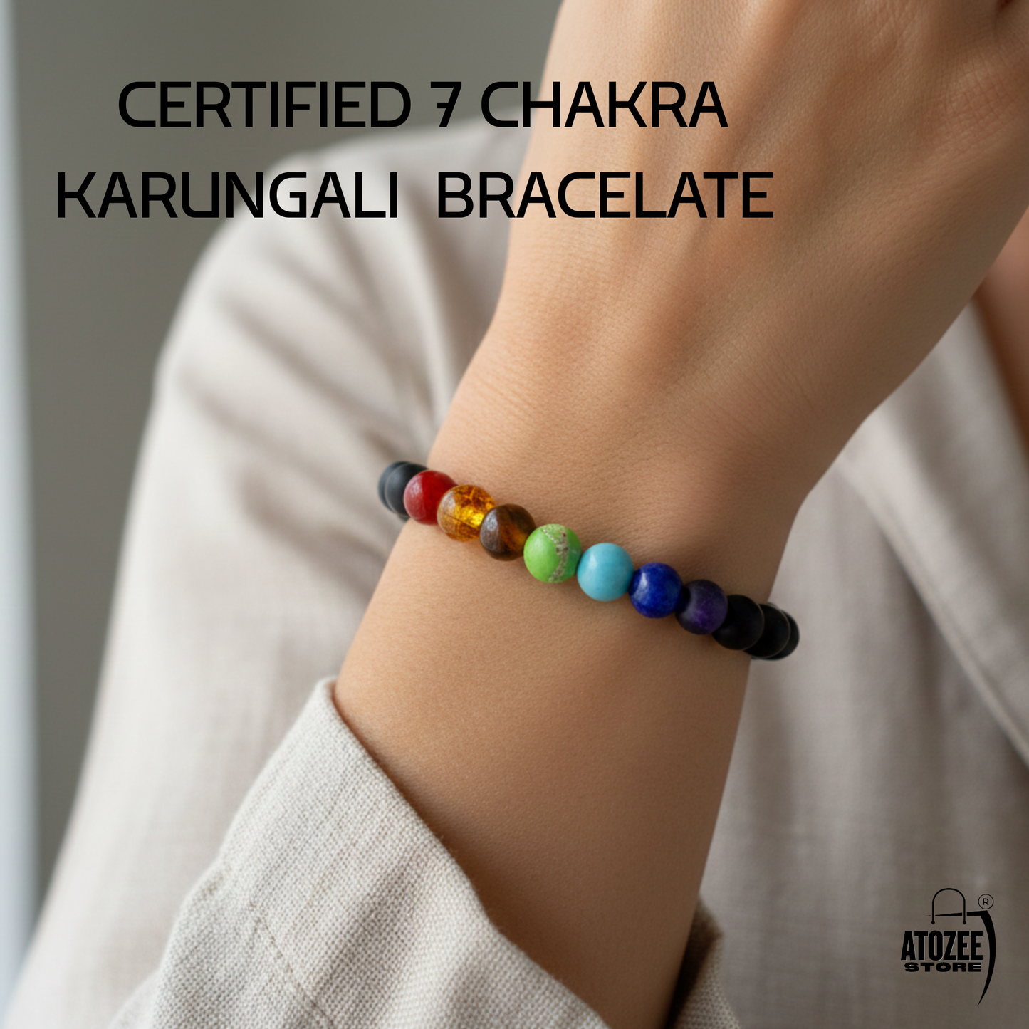 Karungali 7 Chakra Bracelet Original Ebony Wood & 7 Chakra Healing Beads