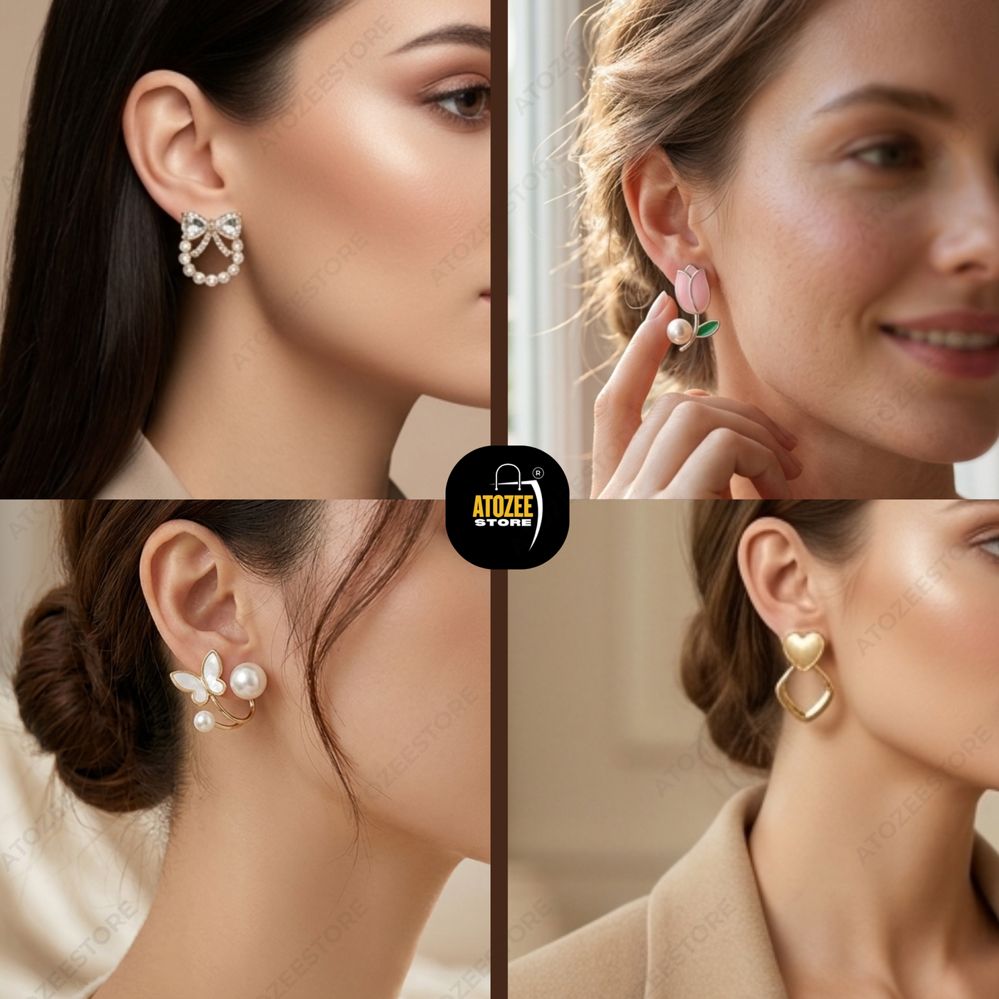 Stunning 8 Pairs Korean Floral & Pearl Dainty Earrings Collection | Rose, Tulip, Heart, Bow & More
