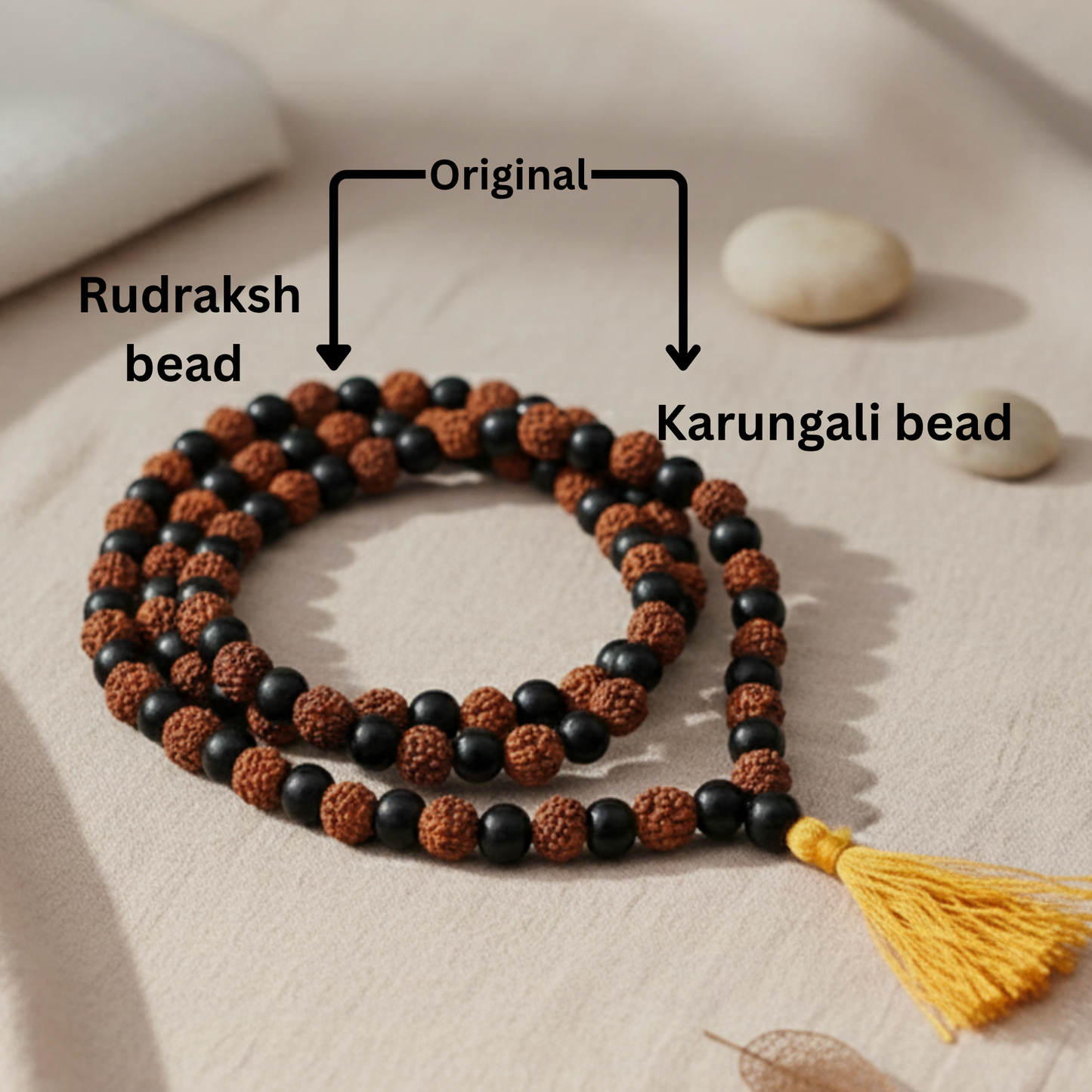 Original Karungali Rudraksha 108 Beads Mala with Tassel | Certified Natural Karungali & Rudraksh Beads
