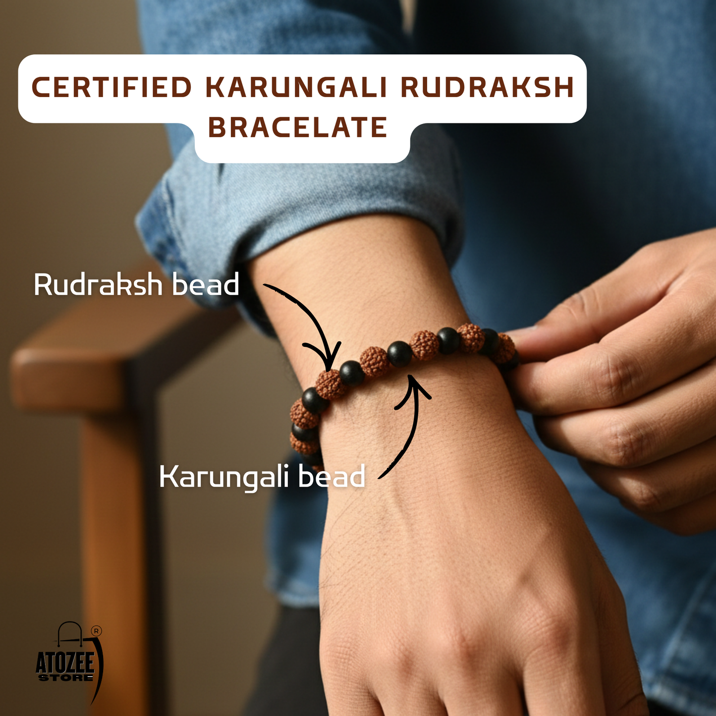 Karungali Rudraksha Bracelet | Natural Ebony Wood & Rudraksha Beads Bracelet