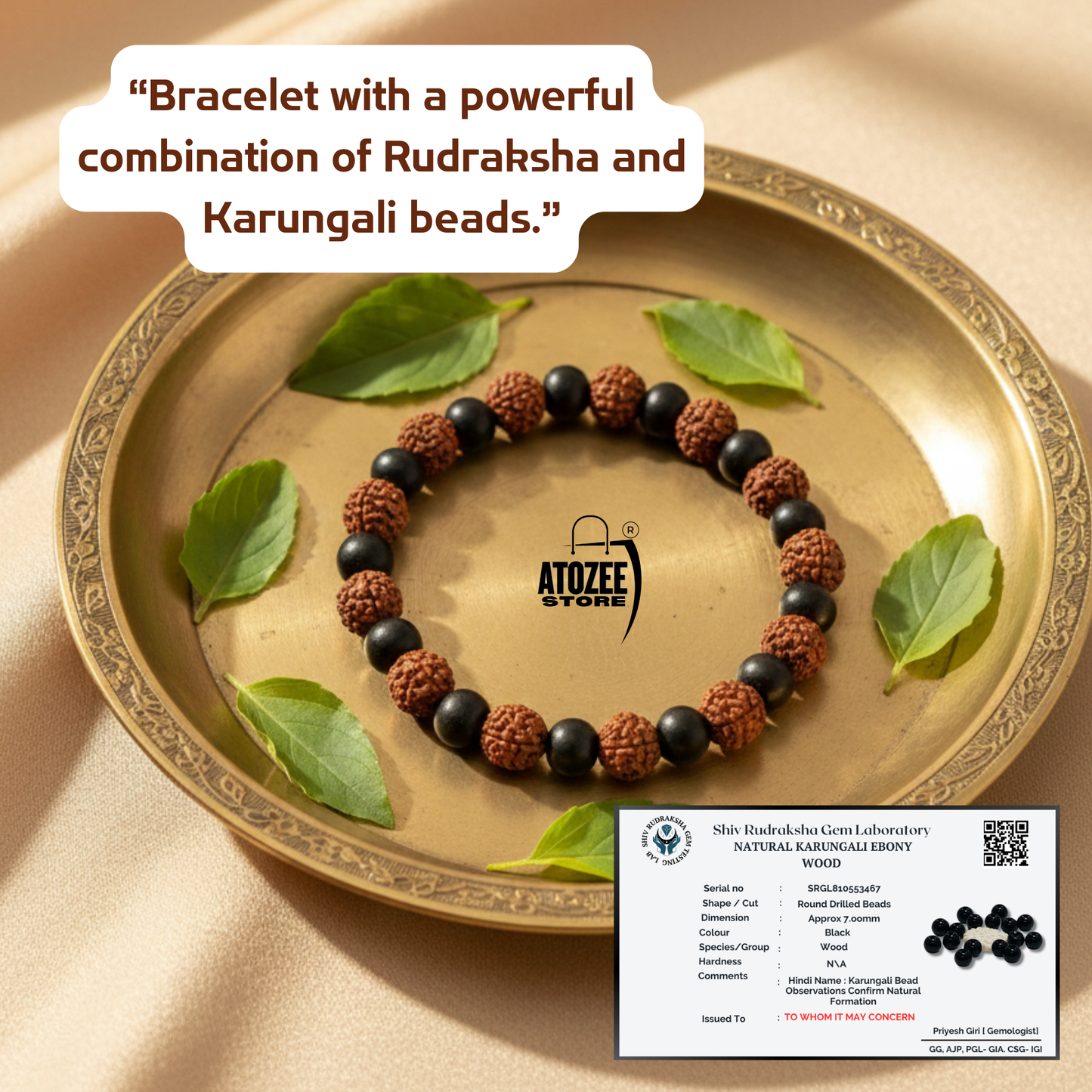 Karungali Rudraksha Bracelet | Natural Ebony Wood & Rudraksha Beads Bracelet