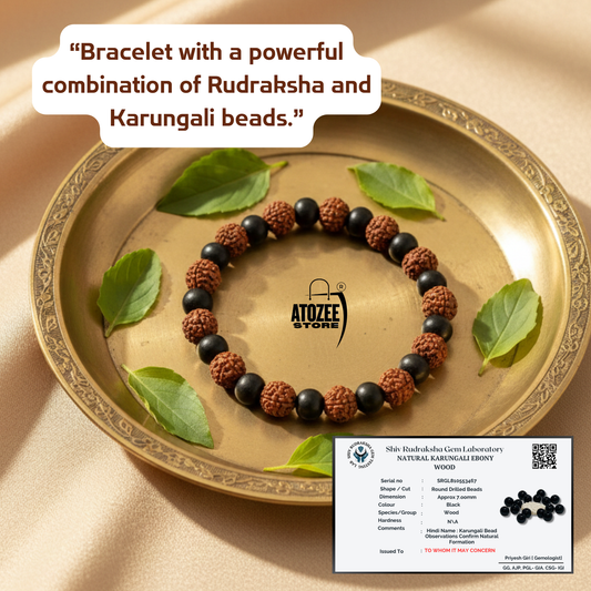 Karungali Rudraksha Bracelet | Natural Ebony Wood & Rudraksha Beads Bracelet