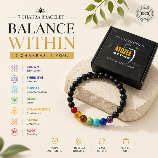 Karungali 7 Chakra Bracelet Original Ebony Wood & 7 Chakra Healing Beads
