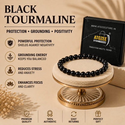 Natural Black Tourmaline Bracelet for Men & Women-Healing Crystal Bracelate