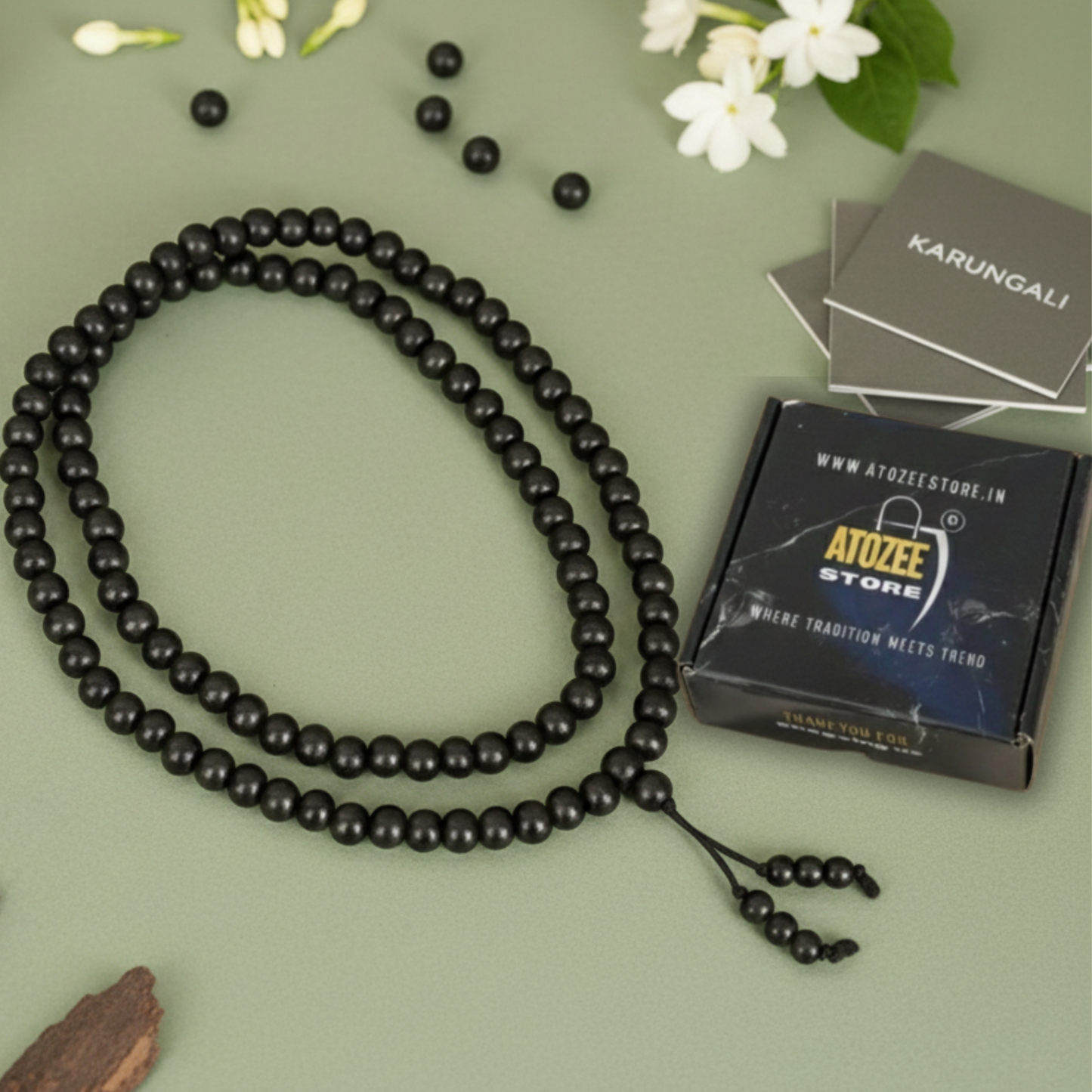 Original Karungali Mala 108+1 Beads Premium Ebony Wood Japa Mala