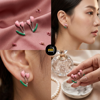 Korean Pearl Earrings Combo – Set of 4 Styles | Tulip, Pearl Hoop, Butterfly & Bow Drop