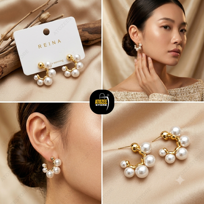 Korean Pearl Earrings Combo – Set of 4 Styles | Tulip, Pearl Hoop, Butterfly & Bow Drop