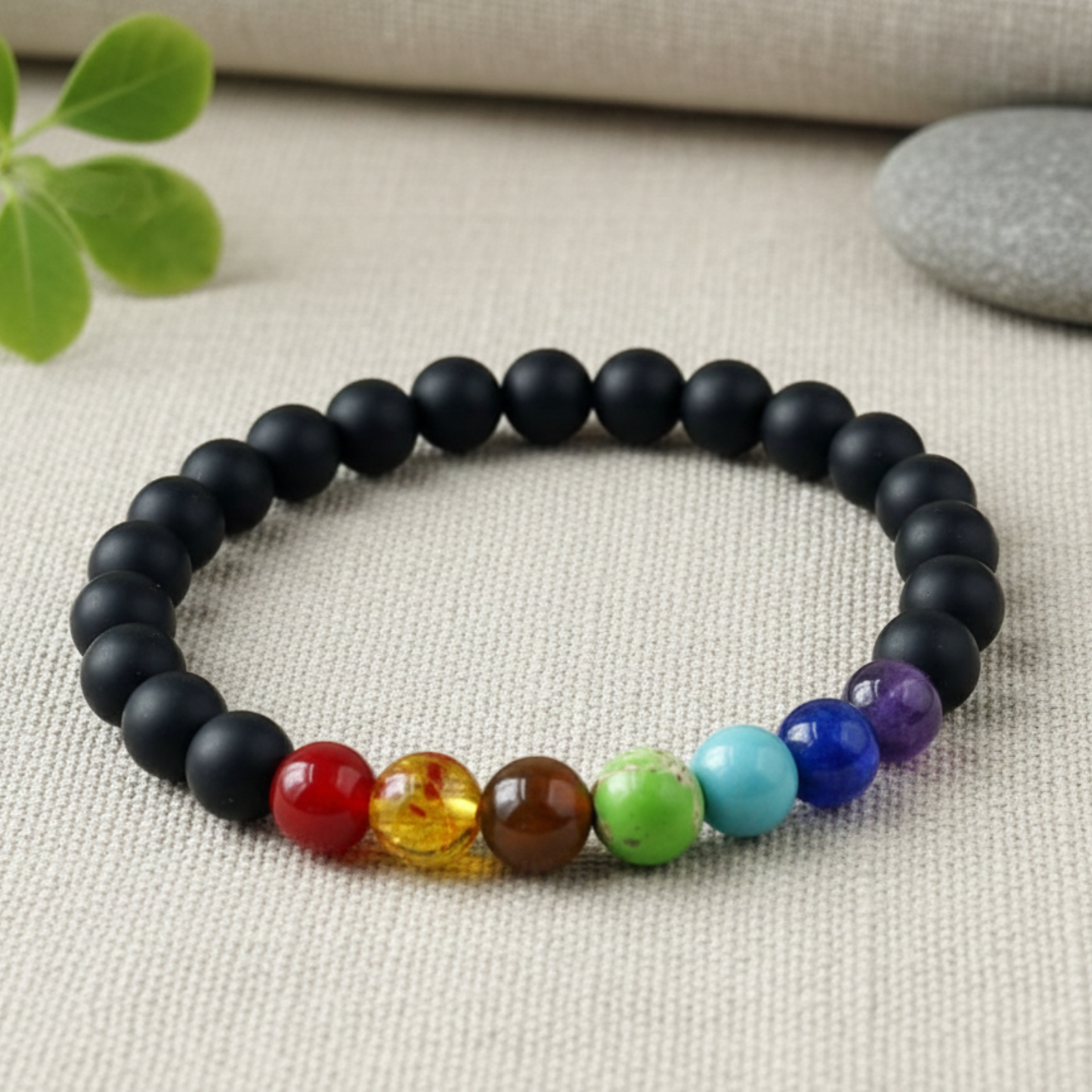 Karungali 7 Chakra Bracelet Original Ebony Wood & 7 Chakra Healing Beads