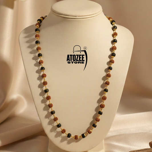 Original Karungali Rudraksha Mala with Gold Cap