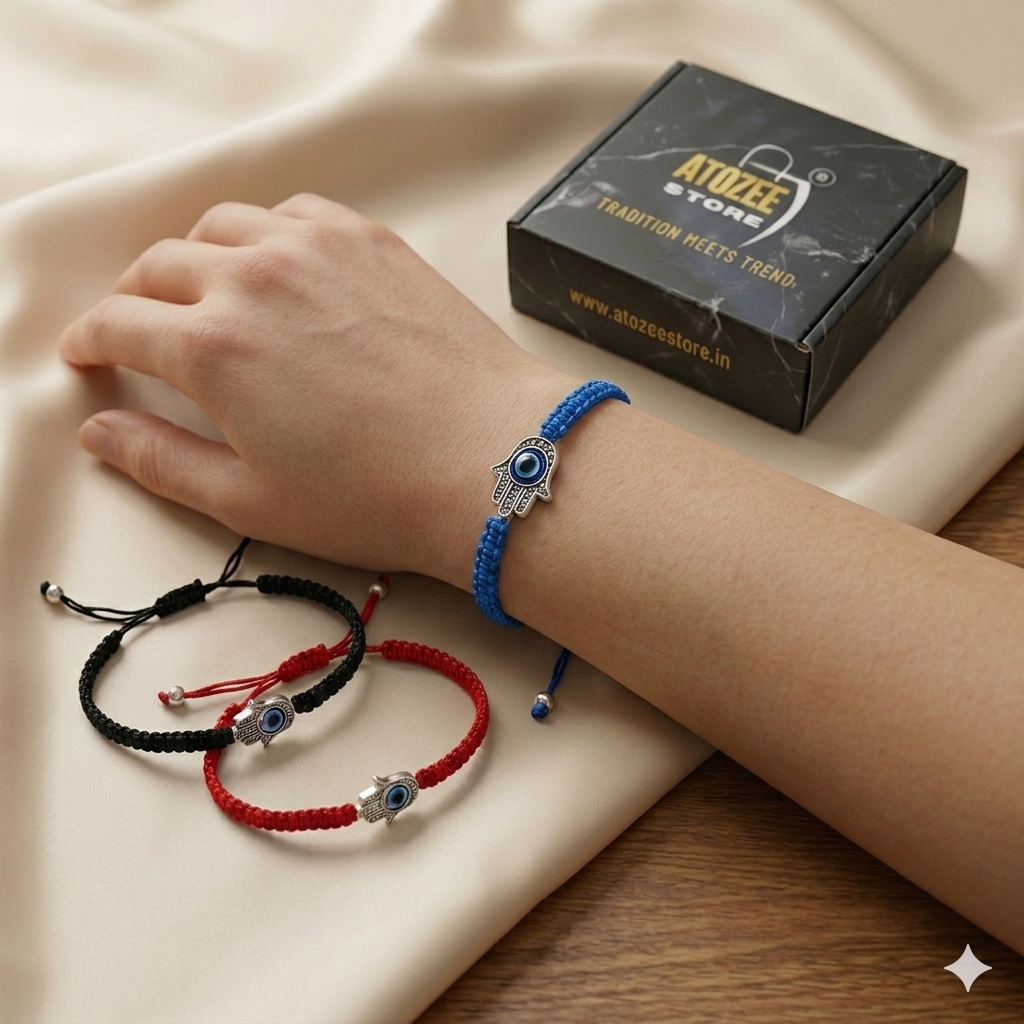Evil Eye Hamsa Hand Thread Cord Bracelet