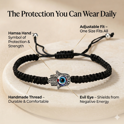 Evil Eye Hamsa Hand Thread Cord Bracelet