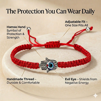Evil Eye Hamsa Hand Thread Cord Bracelet