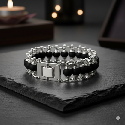 Karungali Silver Plated Modern Bracelet for Men
