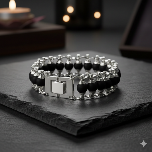 Karungali Silver Plated Modern Bracelet for Men