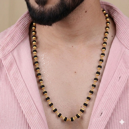 Gold Rudraksha Mala with Gold Plated Caps | Original Rudraksh Beads Mala Necklace