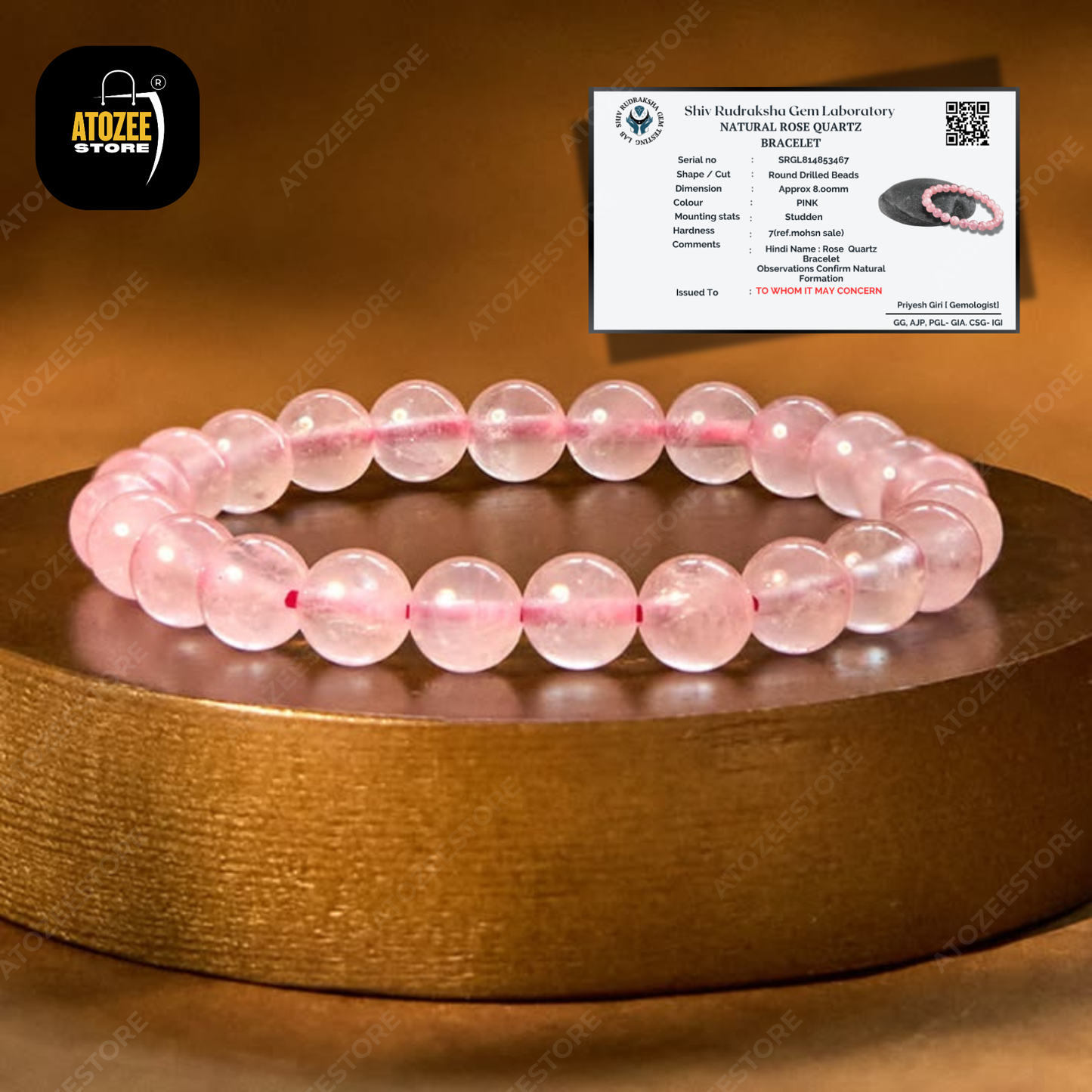 Original Rose Quartz Crystal Healing Bracelet for Women & Men