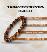 Tiger Eye Crystal Bracelet | Certified Natural Healing Bracelet | 8mm Beads | Unisex | Charged
