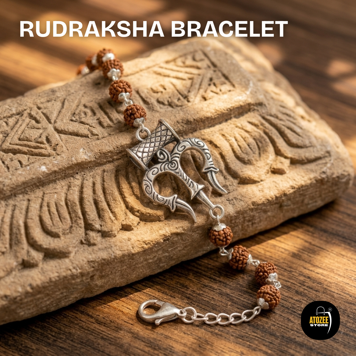 Silver Trishul Damru Rudraksha Bracelet - Carry the Blessings of Mahadev