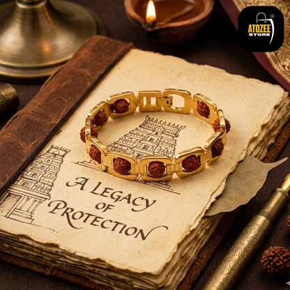 Gold Plated Essential Rudraksha Bracelet for Men | 8.5 Inches