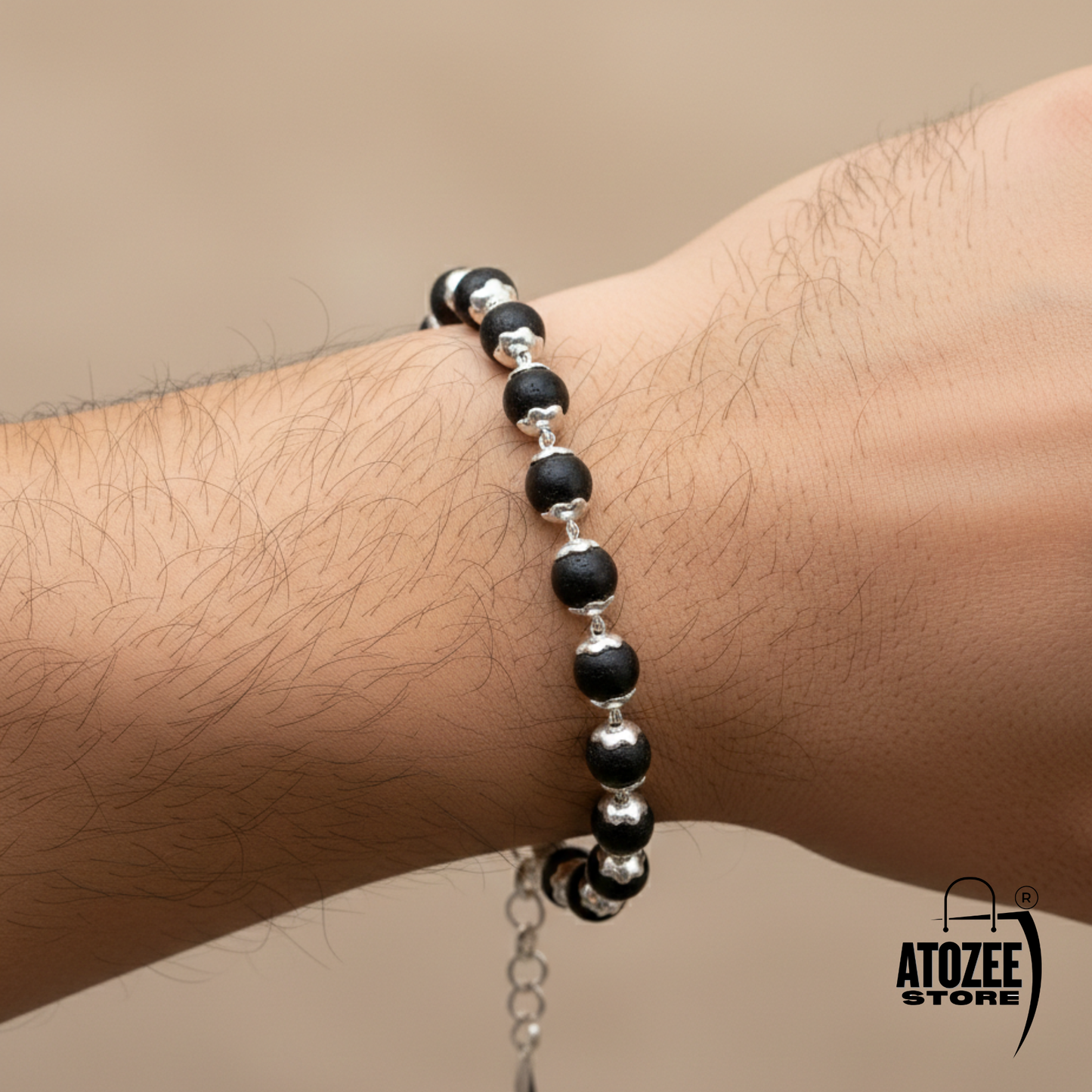 Original Karungali Bracelet for Men & Women – 100% Pure Natural Ebony Wood Beads with Silver Caps