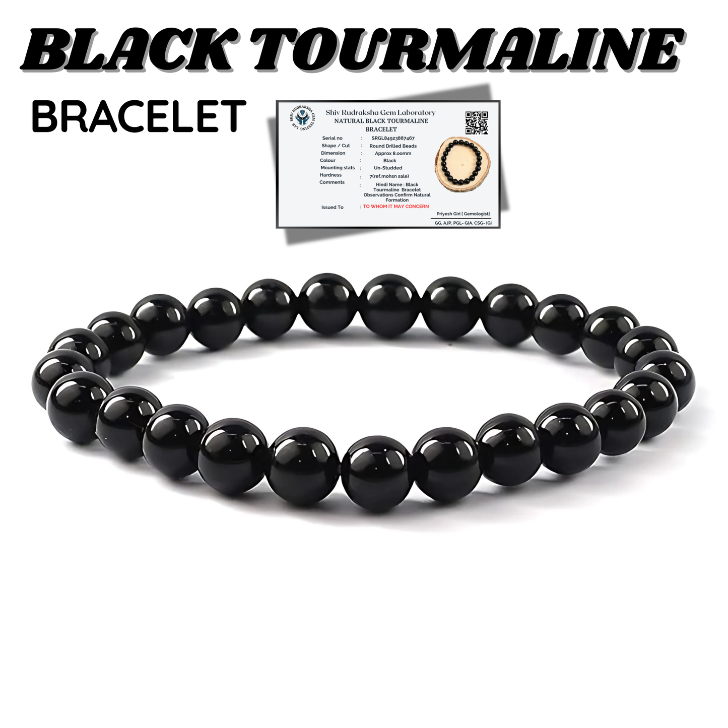 Natural Black Tourmaline Bracelet for Men & Women-Healing Crystal Bracelate