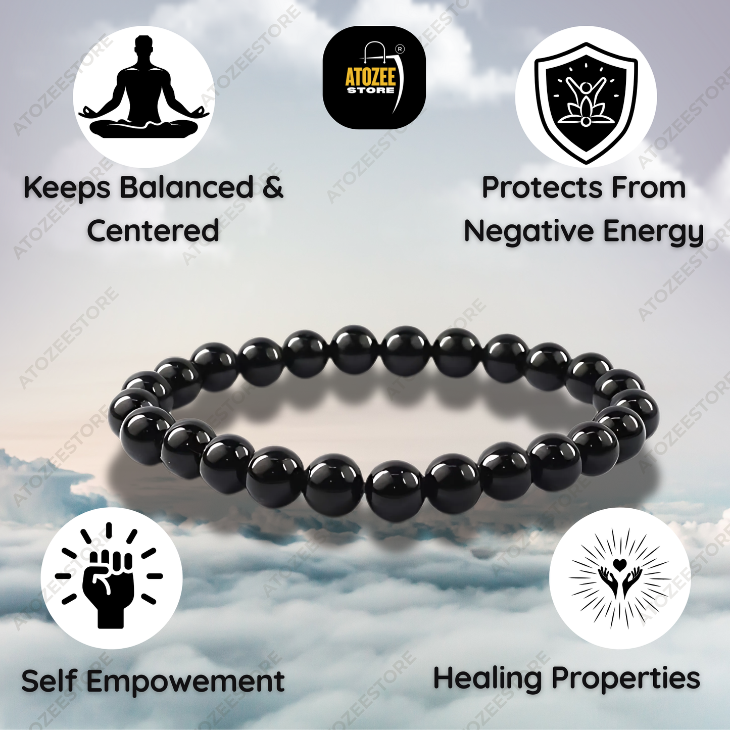 Black Tourmaline Bracelet | Powerful Healing Crystal Bracelet | Unisex for Men & Women | Certificate of Authenticity