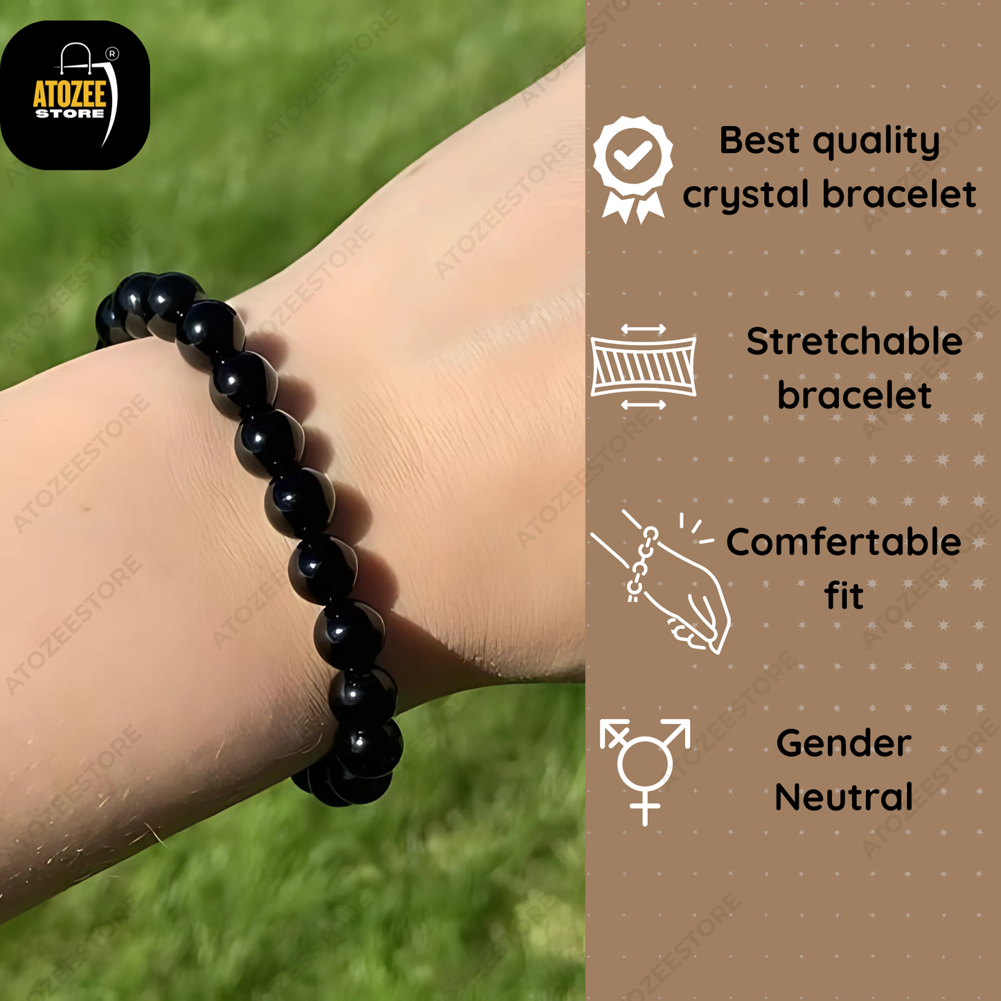 Black Tourmaline Bracelet | Powerful Healing Crystal Bracelet | Unisex for Men & Women | Certificate of Authenticity