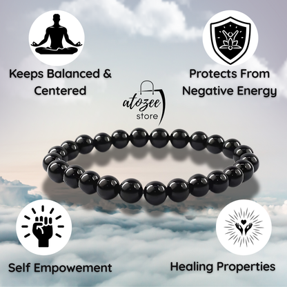 Natural Black Tourmaline Bracelet for Men & Women-Healing Crystal Bracelate