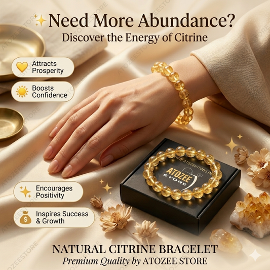 Citrine Bracelet Original Certified | Natural Yellow Crystal Bracelet for Wealth, Prosperity & Success | Men & Women | 8mm Beads