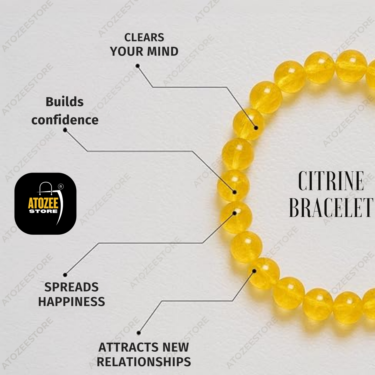 Citrine Bracelet Original Certified | Natural Yellow Crystal Bracelet for Wealth, Prosperity & Success | Men & Women | 8mm Beads