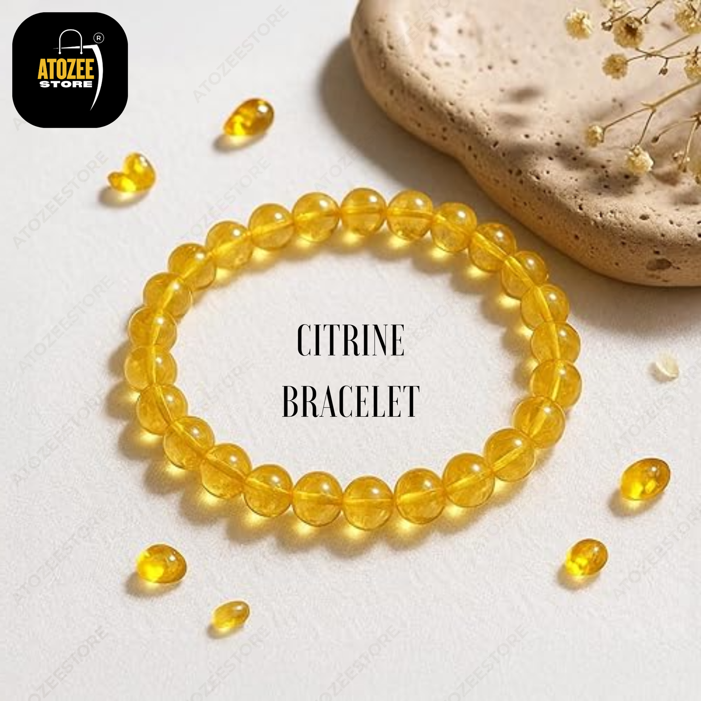 Citrine Bracelet Original Certified | Natural Yellow Crystal Bracelet for Wealth, Prosperity & Success | Men & Women | 8mm Beads