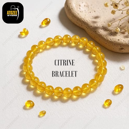 Citrine Bracelet Original Certified | Natural Yellow Crystal Bracelet for Wealth, Prosperity & Success | Men & Women | 8mm Beads