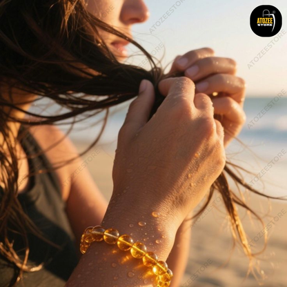 Citrine Bracelet Original Certified | Natural Yellow Crystal Bracelet for Wealth, Prosperity & Success | Men & Women | 8mm Beads