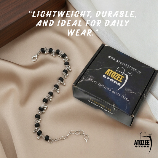 Natural Karungali Black Wood Bracelet for Women with Silver ( CHARM ) Ghungroo