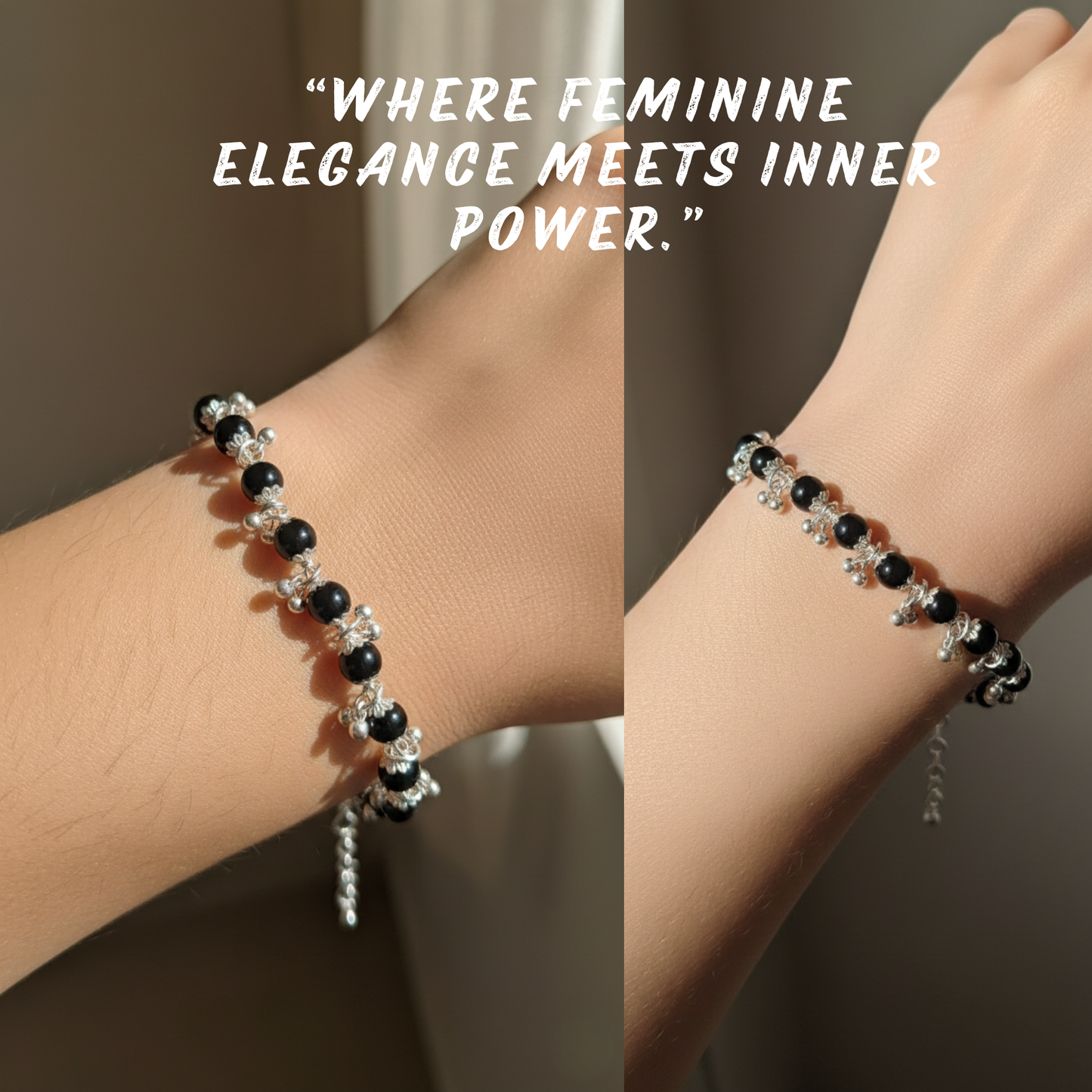 Natural Karungali Black Wood Bracelet for Women with Silver ( CHARM ) Ghungroo