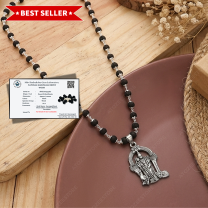 Natural Karungali Malai with Lord Murugan Locket for Men & Women