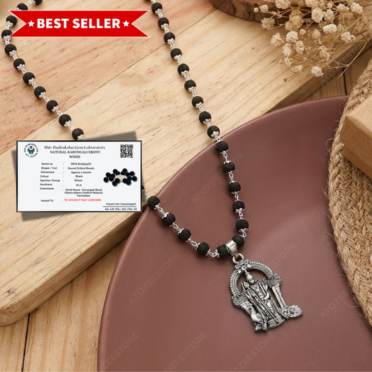 Natural Karungali Malai with Lord Murugan Locket for Men & Women