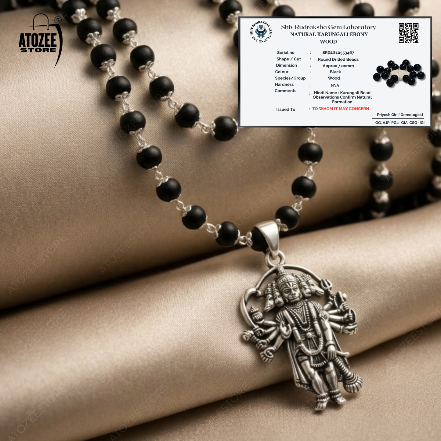 100% Original Karungali Mala with Panchmukhi Hanuman Ji Locket